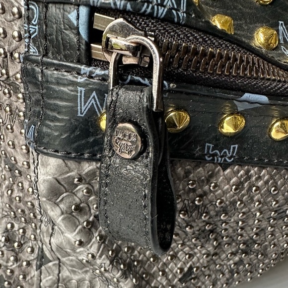 MCM Authentic Visetos Gold Studded Stark Backpack - Picture 11 of 17